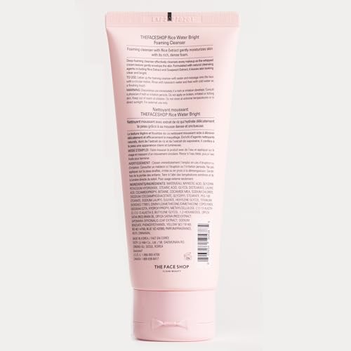 The Face Shop Rice Water Bright Foaming Cleanser, Hydrating Korean Face Wash with Ceramides, Deep Pore Cleansing, All Skin Types, Gentle Skincare, Vegan, 5.0 fl. oz. - Image 3