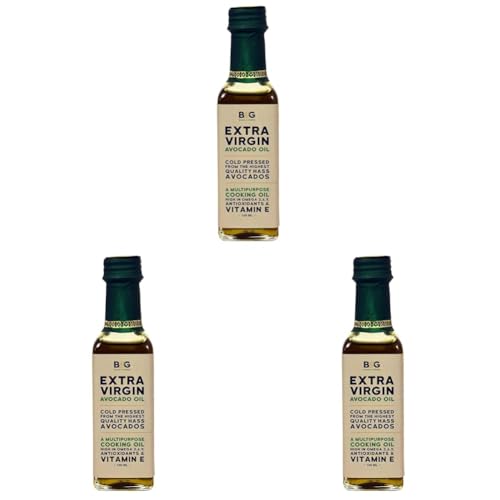 Image of Black and Green Extra Virgin Cold Press Multipurpose Avocado Cooking Oil Bottle, 100 ml (Pack of 3)