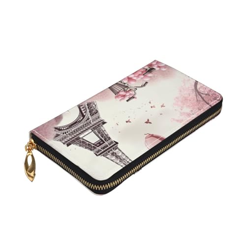 Romantic Paris Eiffel Tower Bycicle Women's Wallet Large Capacity Credit Card Holder Zip Phone Clutch Ladies Travel Purse3