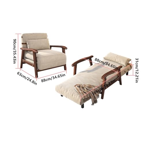 Fotel rozkładany- Rozkładana sofa z funkcją spania, składany, wszechstronny fotel, regulowany szezlong rekreacyjny, rozkładany fotel wypoczynkowy do domu, biura Fotel rozkładany(Biały)