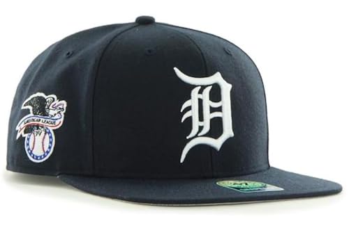 '47 MLB Sure Shot Captain Hat Adjustable Structured 6-Panel Snapback Hat Cap, Adult One Size Fits All (US, Alpha, One Size, Detroit Tigers)