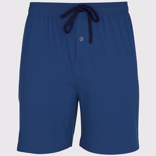 Hanes Men’s 2-Pack Cotton Sleep Shorts – Lightweight Lounge Bottoms 7.5" Inseam, Breathable Fit, Elastic Waist, Pantalones Cortos de Dormir de Algodón, Black/Blue Depth, X-Large3