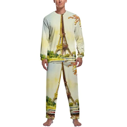 Haut et bas de pyjama homme manche longue : pantalon de nuit confortable