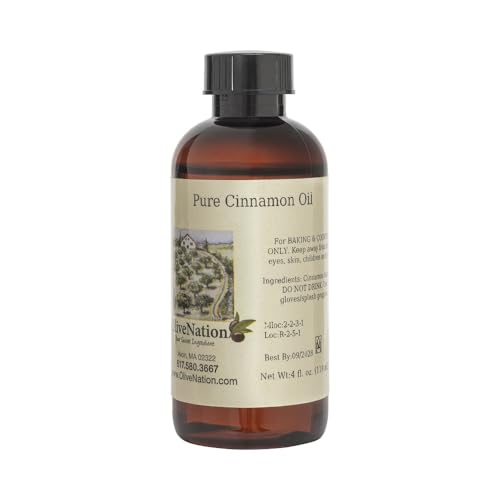 OliveNation Pure Cinnamon Oil - Food Grade Cinnamon Bark Oil for Baking, Candy, Chocolates, Beverages, 4 fl oz