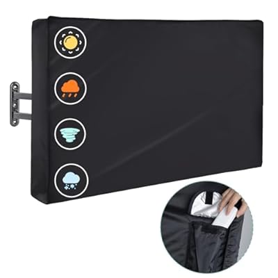 Outdoor TV Cover 48 to 50 inch Weatherproof, Waterproof Black TV Cover for Outside 48 to 50 inch Flat Screen Television