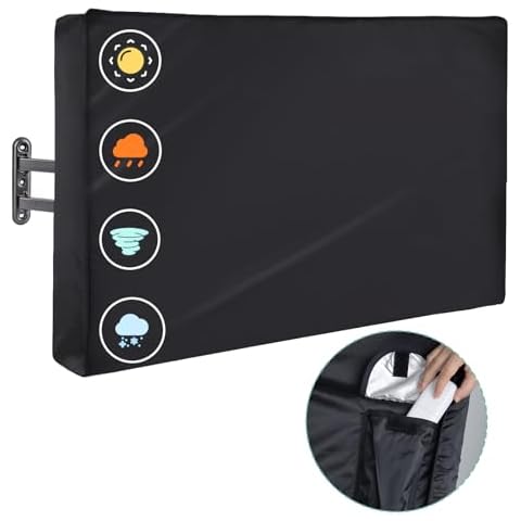 Outdoor TV Cover 55 inch Weatherproof and Waterproof, Black TV Cover for Outside 52 to 55 inch Flat Screen Television Cover