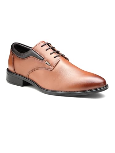Image of Lee Cooper LC1473E2R Men's Leather Derby Formal Shoes | Lightweight, Comfortable & Stylish Lace-Ups for Office, Business