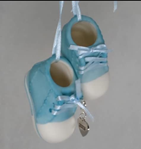 Baby Boy Shoe Personalized Ornament Babys First Christmas Ornament 2023 Blue Booties For New Parents, Birth, Baby Shower, Babys First Christmas Ornament 2023 Can Be Personalized - With Gift Box #TOP6