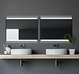 Talos Black Shine Badspiegel mit Beleuchtung, Matt Schwarz, 80 x 60 cm