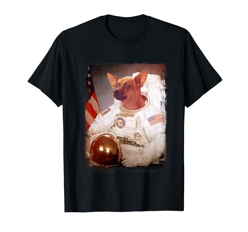 Divertido Pinscher Astronauta Luna Espacio Misión Animal Astronauta Camiseta
