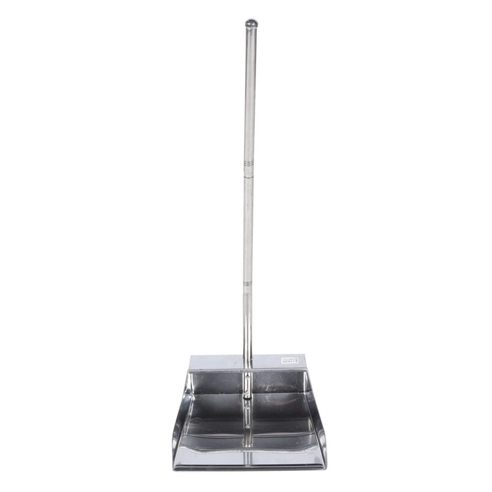 Cabilock Kitchen Broom Long Handled Pan Stainless Steel Pan Metal Dustpans Debris Cleaning Tool for Lobby Garage Home Yard Metal Dustpan