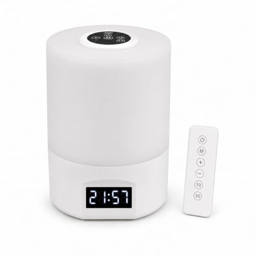 Image of AIXA Rechargeable Bedside Lamp with Clock, Touch Remote, 3 Light Modes
