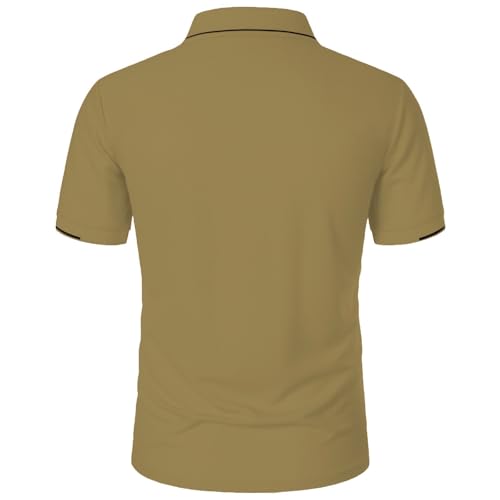 Boys Polo Shirt Short Sleeve UPF 50+ Performance Collar Polo T-Shirt Knitted Gradient Big and Tall Sportwear Tees 2025 Summer Outfits Khaki4