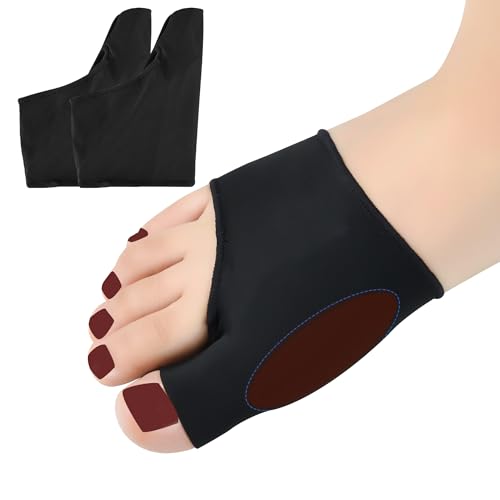 FOYOLO Bunion Sleeve with Bunion Relief Pads Big Toes Protectors for Women Men 2Pack Bunions Sock with Gel Foot Care Cushion,Bunions Cushion Toe Brace Prevent Corn,Calluse,Blister (Black & S)