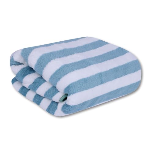 Fezora® Microfiber Bath Towels Strip | (70x140) Extra Soft Plush & Quick Dry High Absorbency Large Size Towels for Bathing (Pista & White)