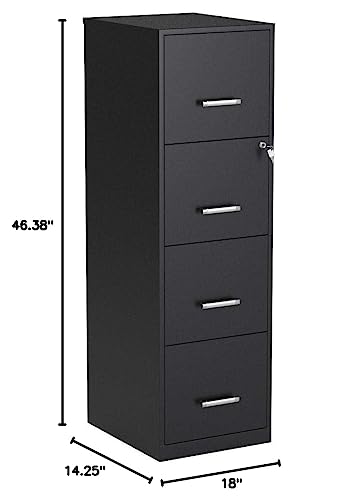 Space Solutions 18" 4 Drawer Metal File Cabinet, Black, #TOP1