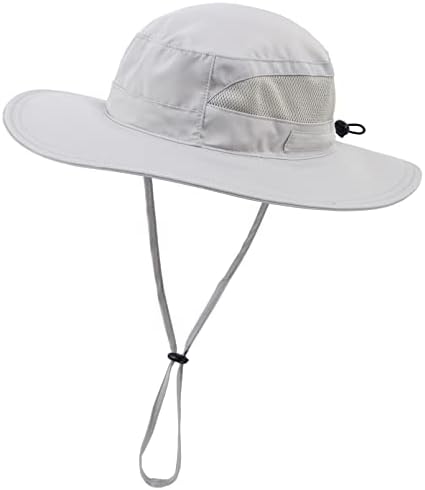 Connectyle Womens Outdoor Mesh Boonie Sun Hat Summer Wide Brim UV Protection Fishing Hat Safari Cap Light Grey