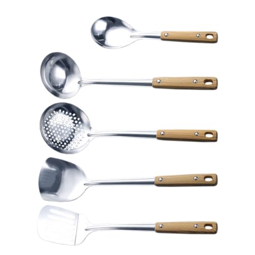 Ustensiles cuisine acier inoxydable ensemble 5 pièces facile à nettoyer