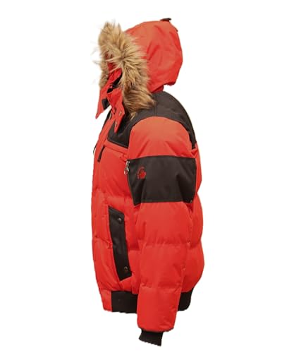 Image of Milano Boys Bomber Jacket Waterproof Puffer Coat with Removable Hood and Faux Fur Trim Sizes 4-20