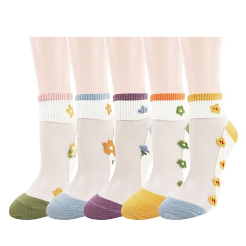 Image of Benefeet Sox Sheer Socks for Women Girls Mesh Ankle Socks Transparent Mesh Lace Sock Cute Thin Nylon See Through Sock