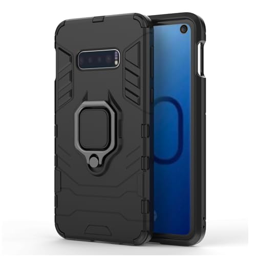 RIIMUHIR Funda para Samsung Galaxy S10E, Antigolpes Carcasa, Protectora con Soporte Metálico de 360°, Protección Caso Cuerpo Completo con Lente Cámara (Negro)