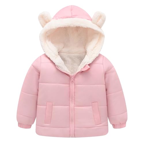 Toddler Kids 𝗦𝗵erpa Lined Jacket Hooded Fleece Full Zip 𝗧𝗲ddy Outerwear Thick Windproof Coat with Pocket