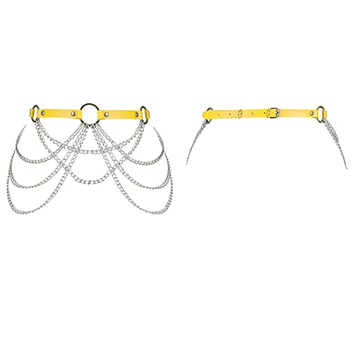 Women's Body Harness Fashion Leather Garter Belt Waist Metal chain Punk Belt Christmas Festival Dance Costume2