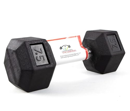 Image of Watson Solid Steel Rubber Coated Hex Dumbbell Set, 7.5 Kg Single Piece Home Gym Dumbbell Weight Set For Men & Women, Home Gym Equipment (Single Piece)