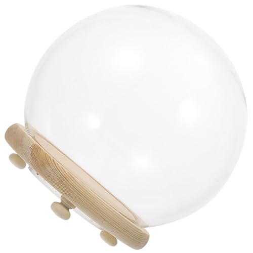 Générique Accessoire Terrarium Élégant Dôme en Verre Lumineux et Base en Bois pour Micro Paysage, Décoration de Table et Présentation de Fleurs...