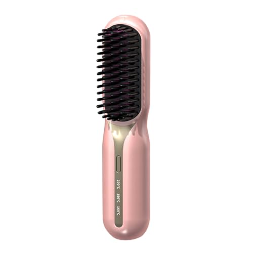 Mini Escova Alisadora De Cabelo Portátil Sem Fio USB(Rosa)