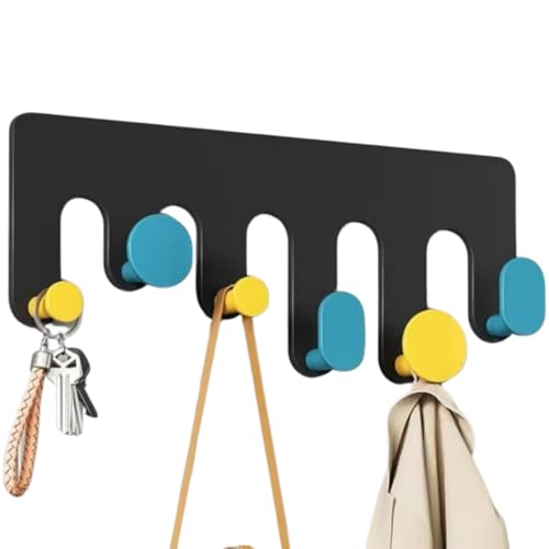 Magnetic Hook Rack, Magnetic Key Holder, Keychain Hanger for Refrigerator, Metal Cabinet, Grills, Dishwasher, Metal Door (Black, 6 Hooks)