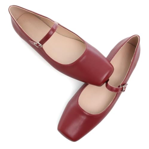 Image of TN TANGNEST Leather Flats for Women Retro Mary Jane Flats