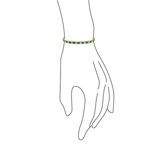 Bling Jewelry Green White Alternating Simulated Emerald Round Cubic Zirconia 12.00 Ct 4 Prong Basket Set Solitaire Aaa Cz Tennis Bracelet For Women Prom Bride 14K Gold Plated 7.5 Inch #TOP1