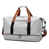 Bolsa De Viagem Impermeável De Grande Capacidade De Camada Dupla Leve E Com Zíper De Duffel De Ioga Ao Ar Livre Ychen(Cinza)