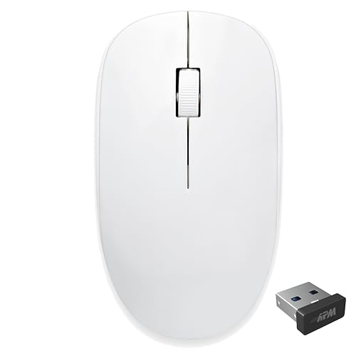 apm Myra Souris Optique sans-Fil, 2.4 GHz, Coloris Blanc, Récepteur USB, Ambidextre, Plate, 1000 DPI, Pile Incluse, Compatible avec PC Mac Ordinateur Portable, 200023