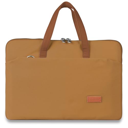 Image of Protecta Grace Office Laptop Messenger Bag for Men and Women Canvas Look Laptop Briefcase Water Repellent Padded Laptop Messenger Sleeve Bag 15.6 Inch Ideal for Office & Work in Color Khaki