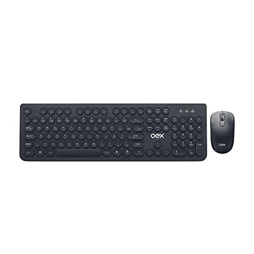 Kit Teclado e Mouse Wireless Sem Fio Combo Pop OEX TM410, Preto