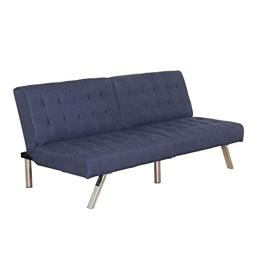 MHG Futon Couch Bed, Modern Sofa Design Includes Sturdy Chrome Legs and Rich