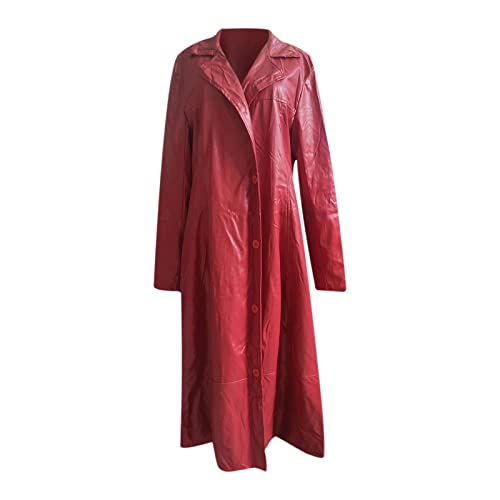 Mens Retro Leather Jacket Long Steampunk Overcoat Long Sleeve Open Front Cardigan Jacket Vintage Trench Coat2