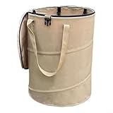 Tragbarer, faltbarer Outdoor-Mülleimer, 34 x 40 cm, für Camping, Picknicks und Grillabende, faltbarer Abfallbehälter mit Oxford-Gewebe für einfache Lagerung und Reinigung, Schwarz (Beige)
