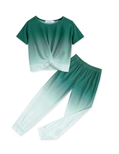 Image of Arshiner Girls Clothing Sets Tie Dye Twist Front Tops & Sweatpants Outfits Sportwear Sweatsuits Tracksuits 4-13 Year