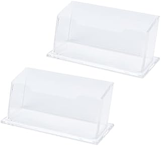 GORGECRAFT 2PCS Transparent Business Card Holder Stand Slant Brochure Display Stand Office Name Card Display Business Card Organizer Storage for Office Desktop Countertop
