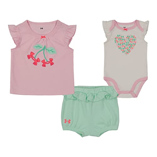 Under Armour UA CHERRY LOGO 3PC SHORT SET, PINK SUGAR, 24 Months