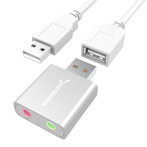 SABRENT Scheda audio USB cuffie e microfono per MAC e Windows, Adattatore audio presa USB, Plug &...