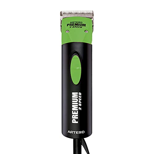 Artero Premium. Máquina Cortapelo profesional para Perros y Gatos. 2 velocidades, Muy silenciosa y ligera, ideal para domicilio o peluquería canina. Incluye maletín y juego de recalces (Verde)