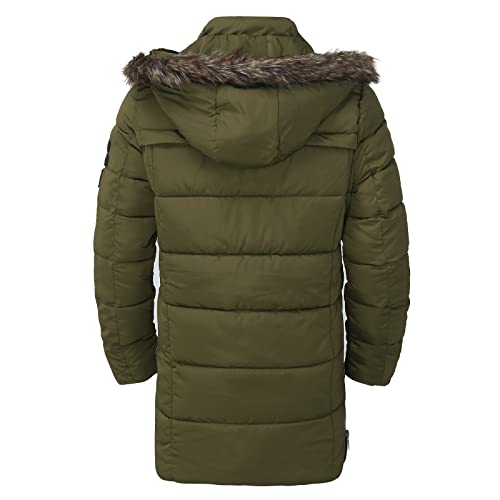 Casaco masculino casual liso, com bolso com zíper, manga comprida, gola peluda, casaco quente, casac