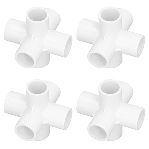 PVC Corner Connector Good Stability 10 Pcs Standard Size 25mm Inner Diameter 6 Way Pipe Fittings For Outdoor Tent For Home Furniture (White)