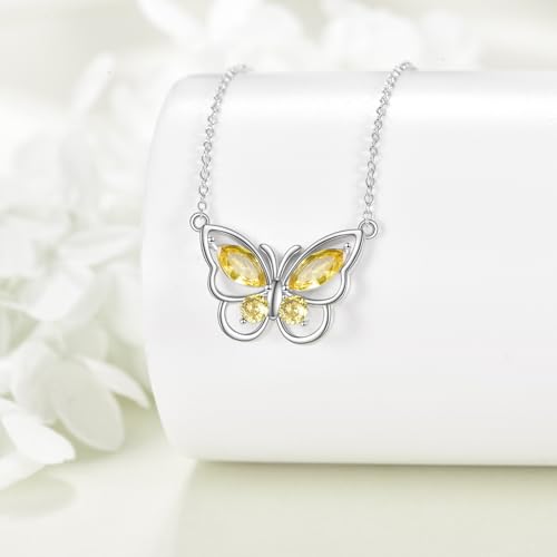 Butterfly Necklace for Women 925 Sterling Silver Crystal Butterfly Pendant Birthstone Amethyst Jewelry Gift3