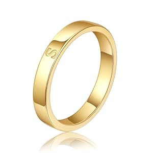 WFYOU 14K Gold Filled Rings for Women Non Tarnish Dainty Gold Initial Ring Stackable Gold Rings for Women Alphabet Letter Ring Wedding Bands Thin Thumb Pinky Stacking Rings Jewelry Gifts for Women