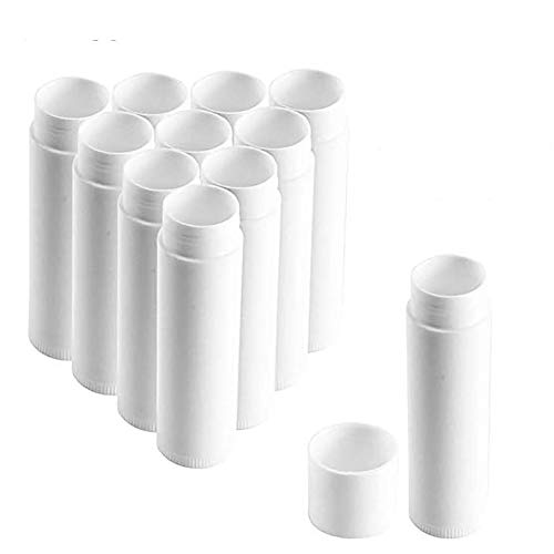 Preisvergleich Produktbild Queta 50 Stück Leer Lippenstift Kunststoff Lippenstifthülsen Leer Lippenbalsam Hülsen DIY Lippen Balm Tubes Container Hausgemachte Lippenbalsams Nachfüllbar mit Kappe 5g (Weiß)